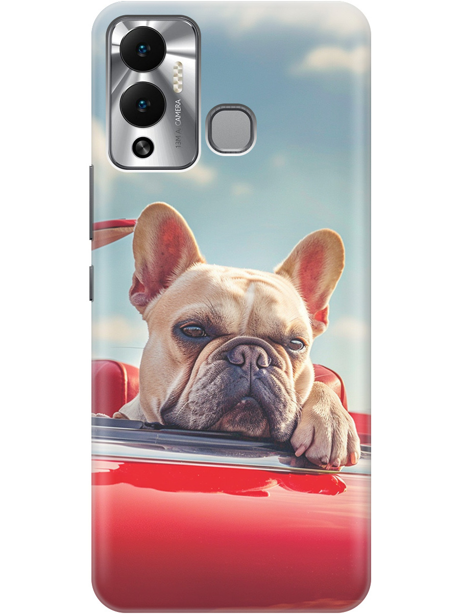 

Силиконовый чехол на Infinix Hot 12 Play NFC с принтом "Бульдог в кабриолете", Прозрачный;бежевый;голубой;красный, 743694412