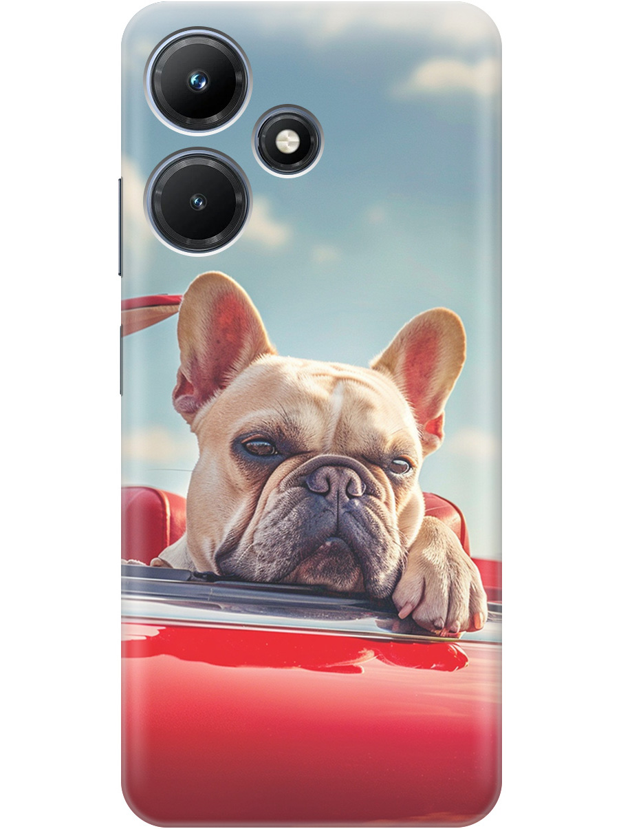

Силиконовый чехол на Infinix Hot 30i с принтом "Бульдог в кабриолете", Прозрачный;бежевый;голубой;красный, 769389312