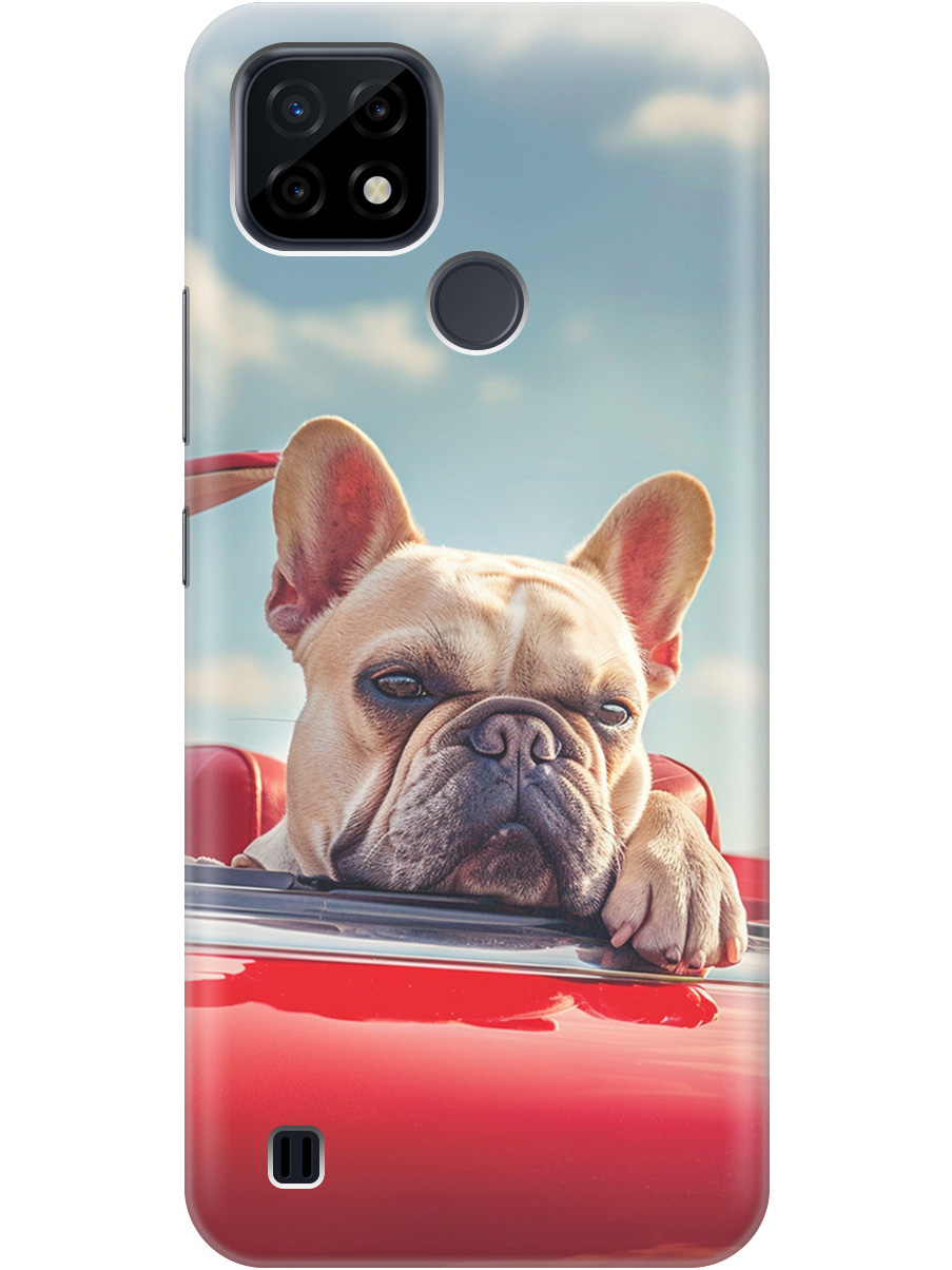 

Силиконовый чехол на realme C21 с принтом "Бульдог в кабриолете", Прозрачный;бежевый;голубой;красный, 726147512