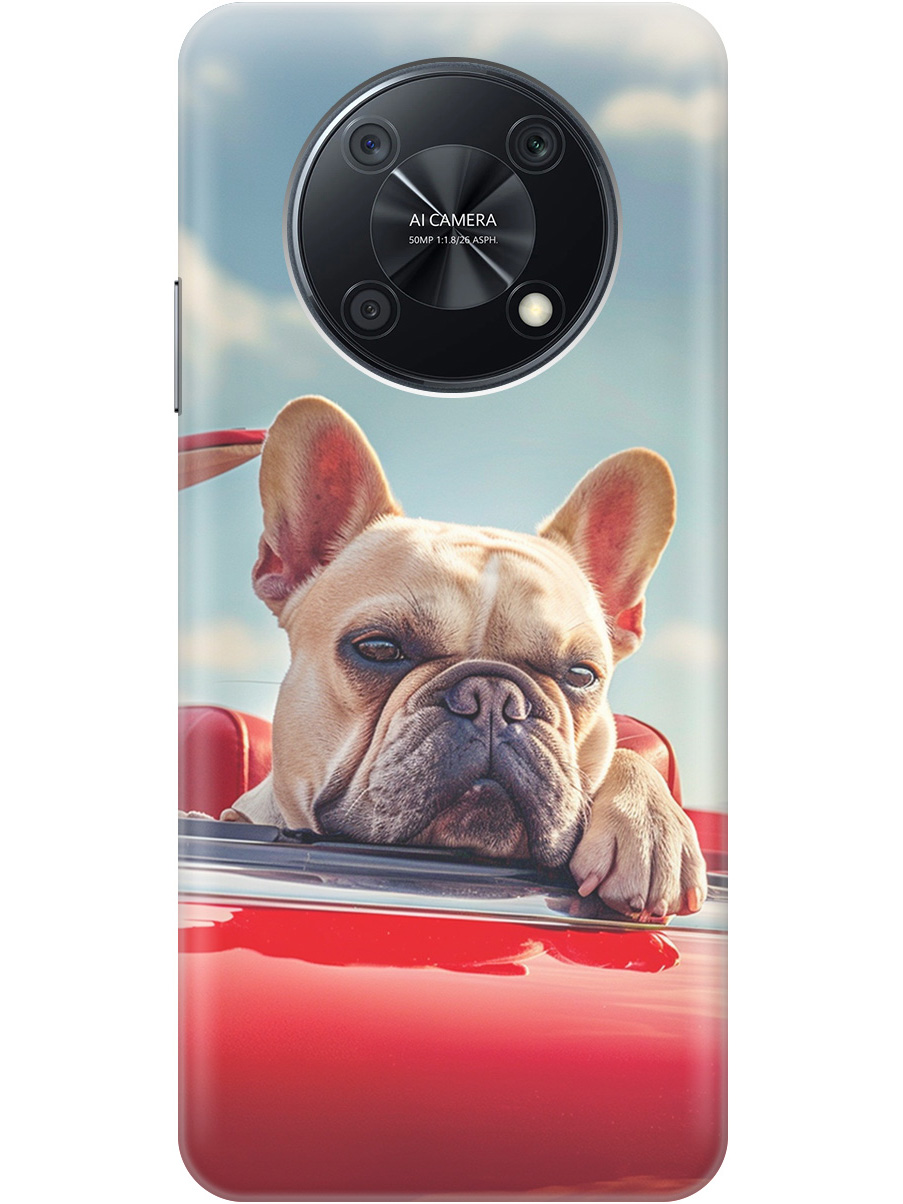 

Силиконовый чехол на Huawei nova Y90 с принтом "Бульдог в кабриолете", Прозрачный;бежевый;голубой;красный, 740188612