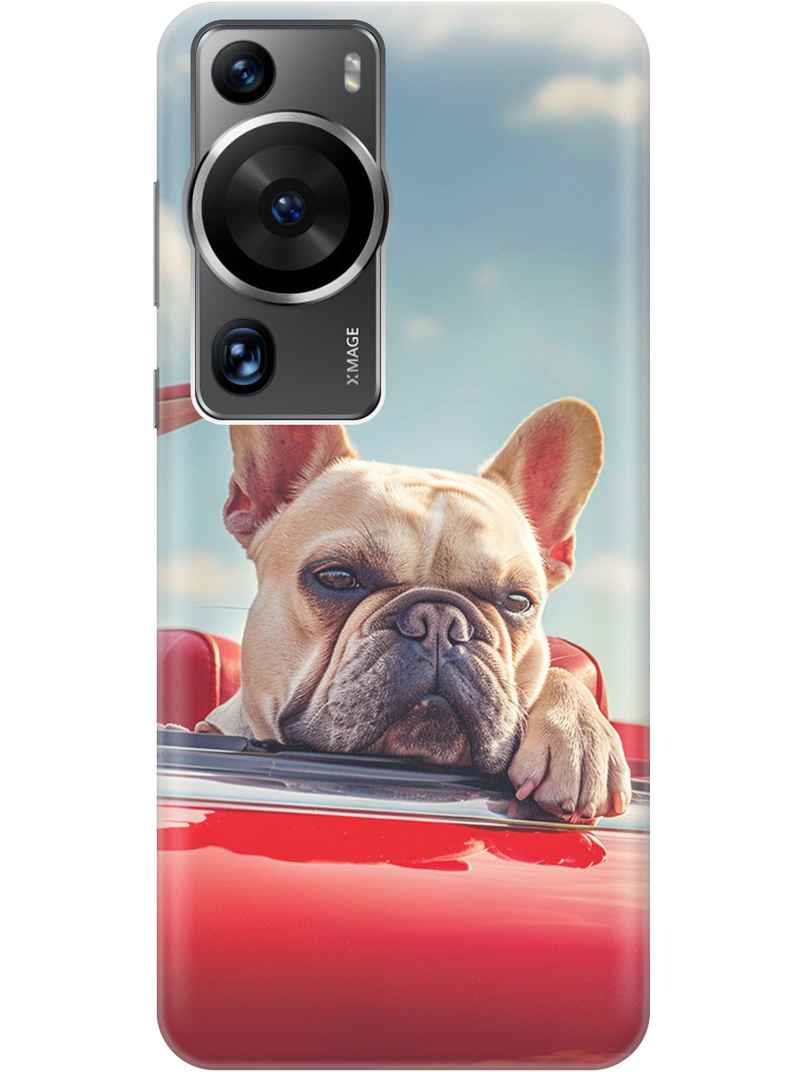 

Силиконовый чехол на Huawei P60 Pro с принтом "Бульдог в кабриолете", Прозрачный;бежевый;голубой;красный, 772620812