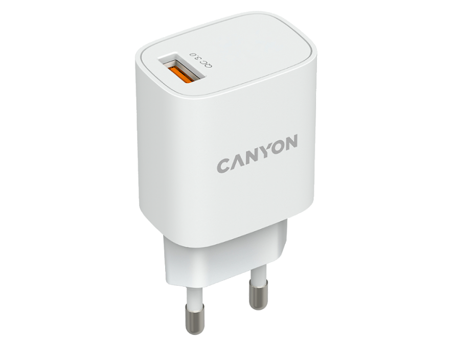 Зарядное устройство сетевое Canyon CHA18W USB-A 18W, белый