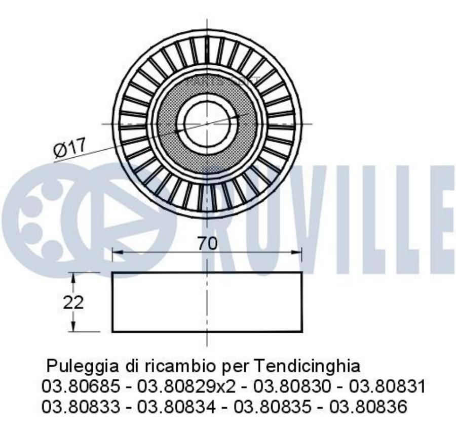 

Ролик Руч.Ремня Mercedes W168,W169,W245 Ruville арт. 540871