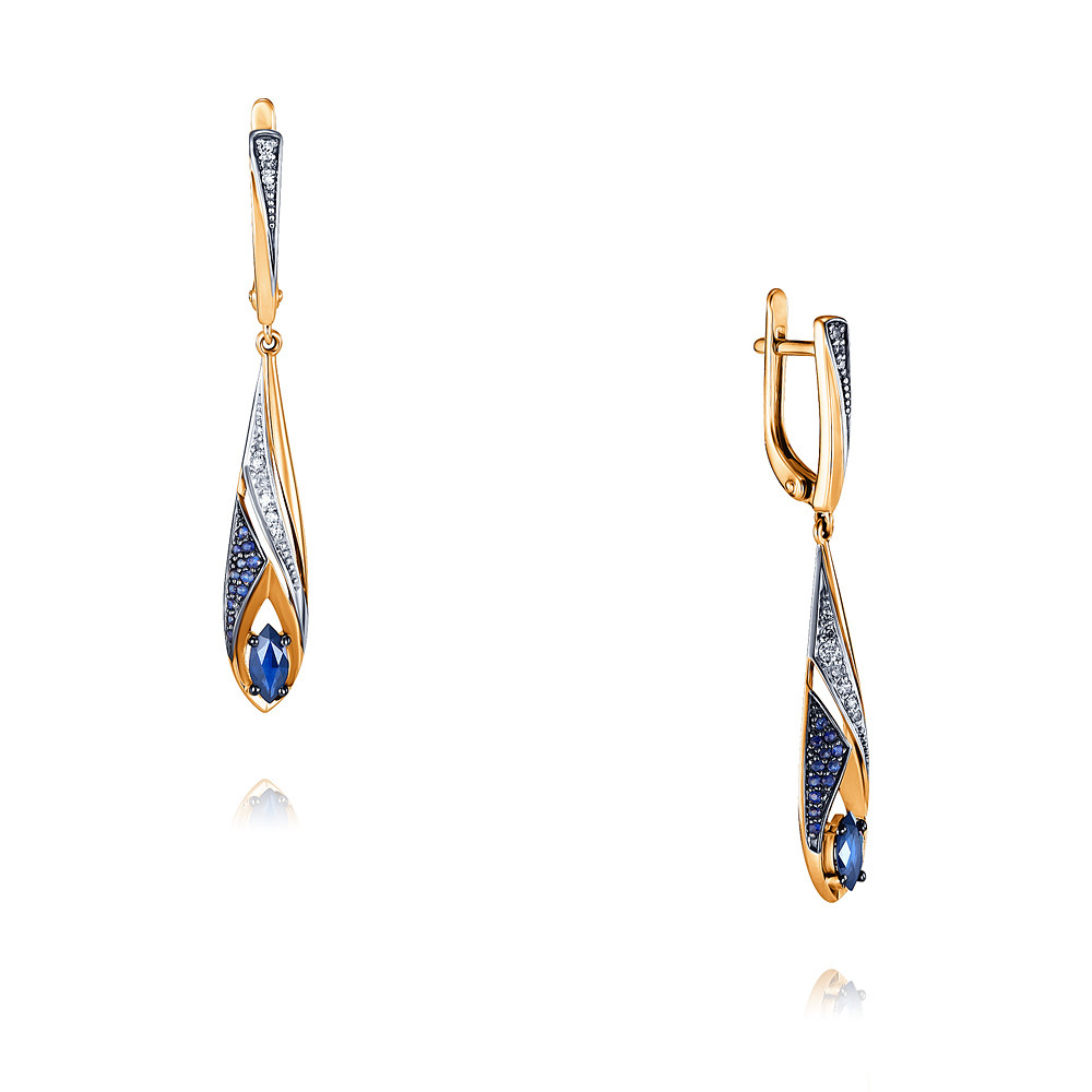 

Серьги из красного золота с бриллиантом/сапфиром ADAMAS 2424365-А500ДЧ-432, 2424365-А500ДЧ-432
