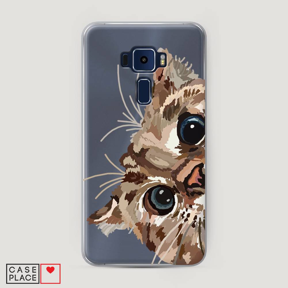 

Чехол на Asus Zenfone 3 ZE552KL "Любопытный кот", Коричневый;синий;черный, 41250-1