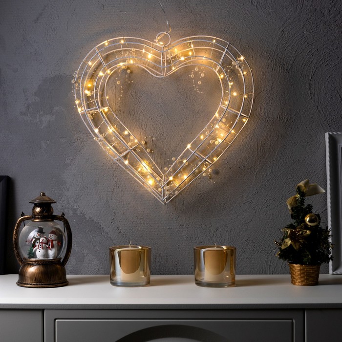 

Световая фигура Luazon Lighting Сердце с бусами 9591256 белый теплый, Сердце с бусами
