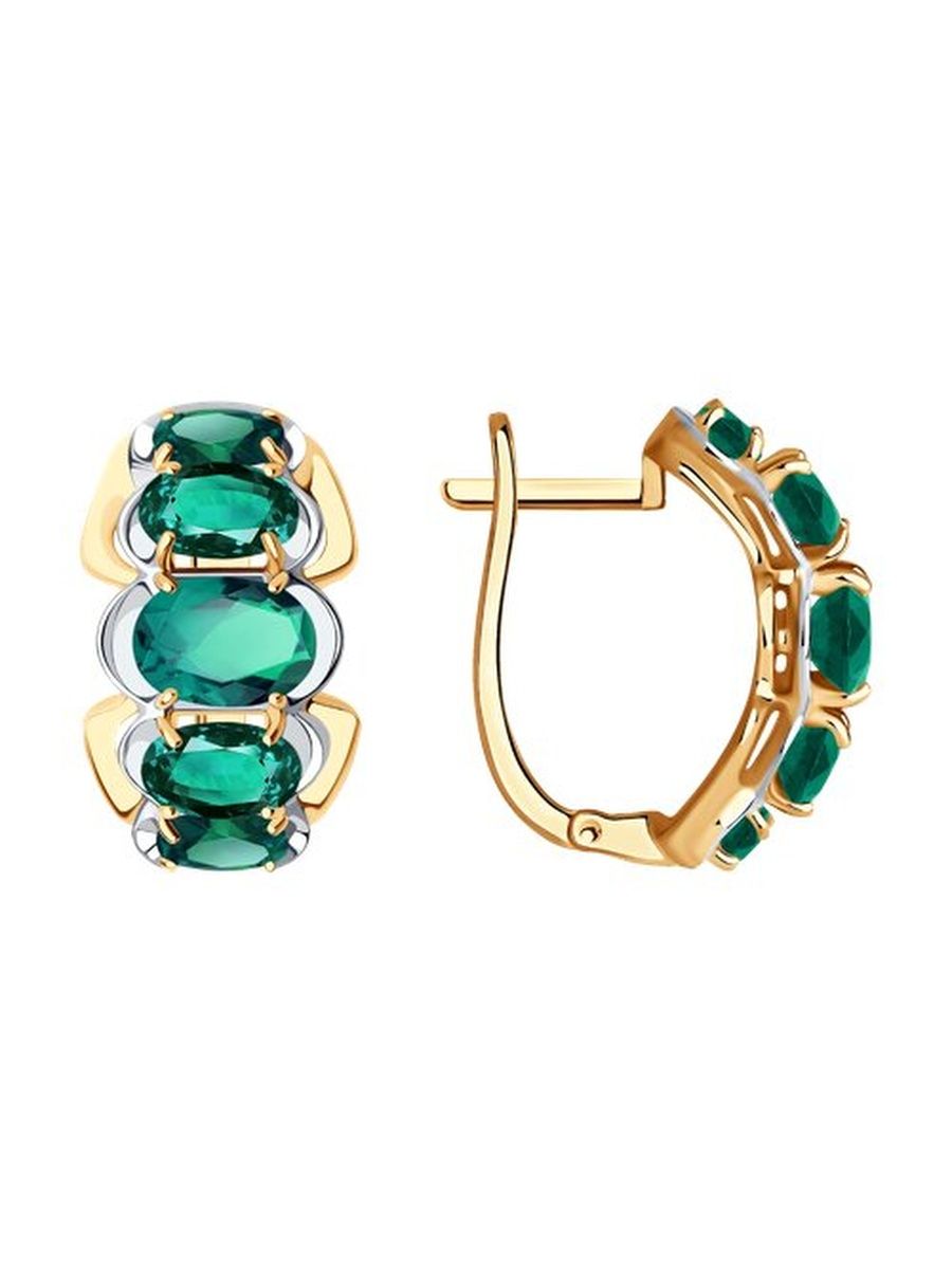 

Серьги из золота TEO MAORI 837727262, изумруд искусственный, 837727262