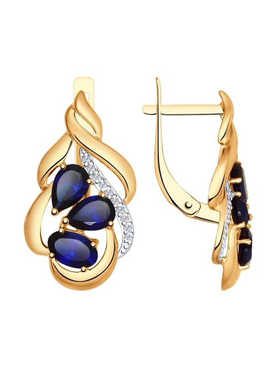 

Серьги из золота TEO MAORI 837724988, сапфир искусственный, 837724988
