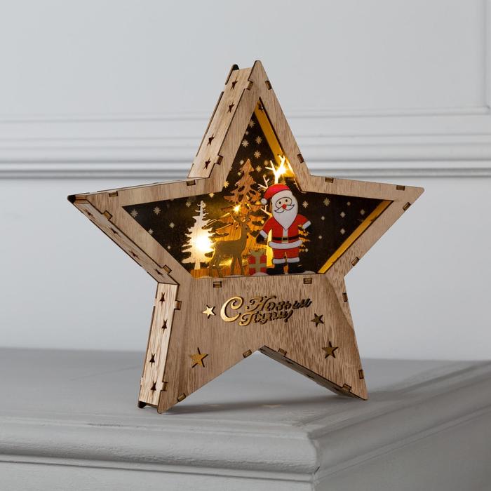 

Новогодний светильник Luazon Lighting Дед Мороз с оленем 6117319 белый теплый, Дед мороз с оленем