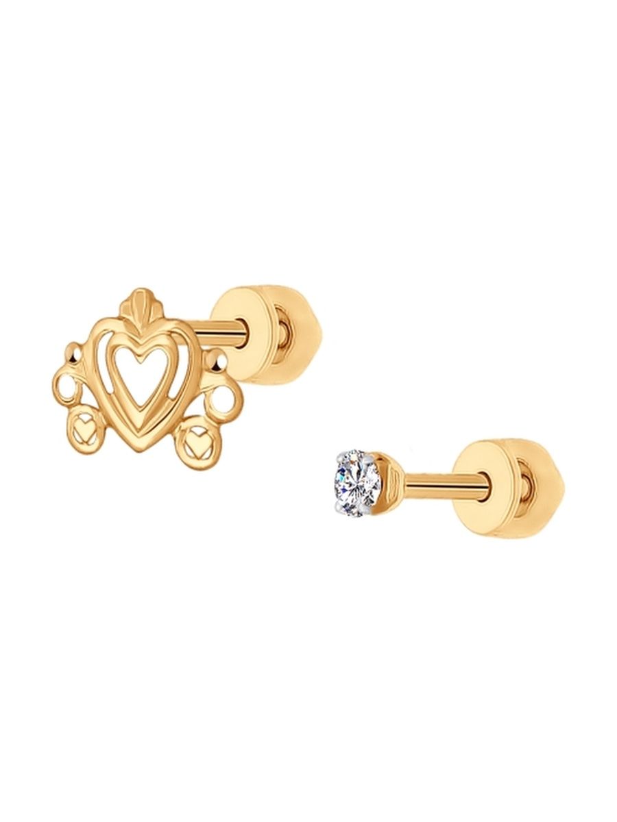 

Серьги пусеты из золота TEO MAORI 7027278, фианит, 7027278
