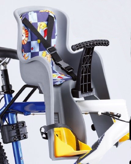 фото Велокресло детское gh-908e переднее, на подседельный штырь до 4лет/15кг серое nobrand
