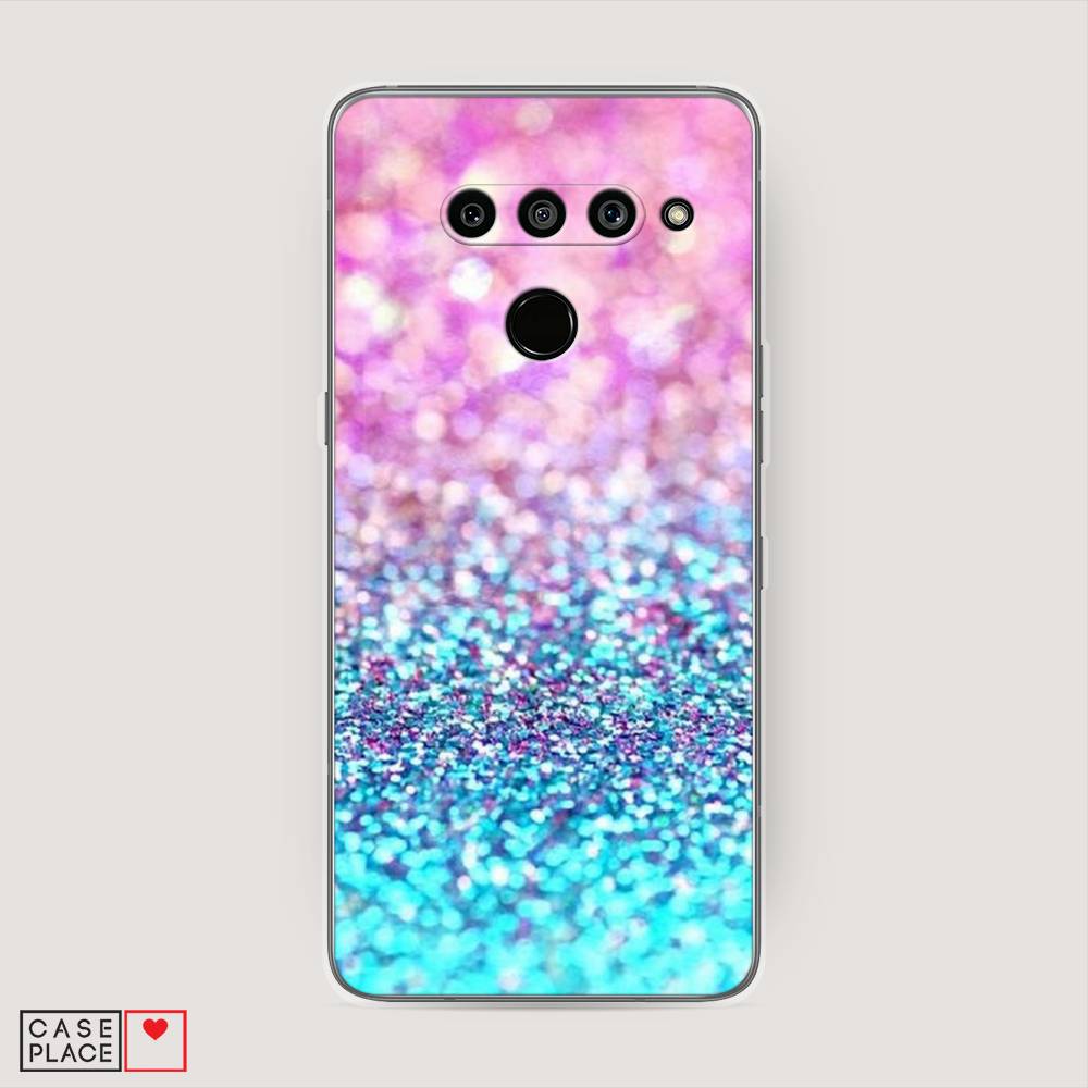 фото Чехол awog "розово-голубые глиттеры рисунок" для lg v50 thinq