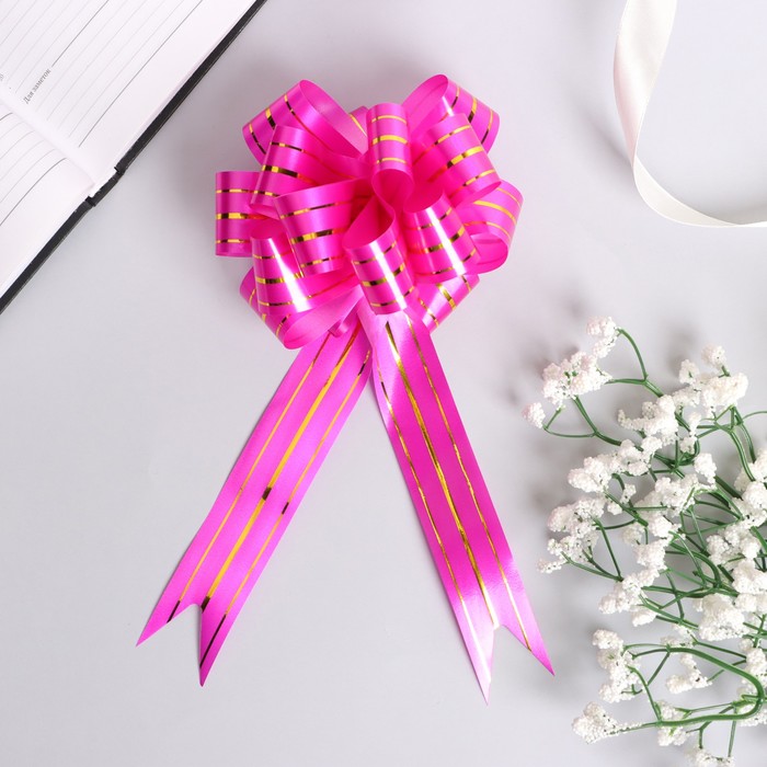 

Бант-шар №3 три золотых полосы, ярко-розовый