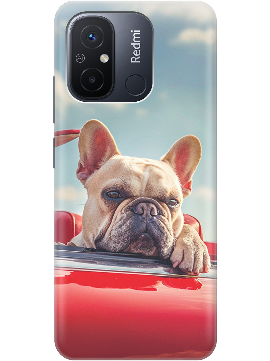 

Силиконовый чехол на Xiaomi Redmi 12C с принтом "Бульдог в кабриолете", Прозрачный;бежевый;голубой;красный, 766734812