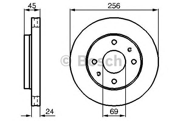 

Тормозной диск Bosch передний 256x24 мм 4 отверстия 986478531