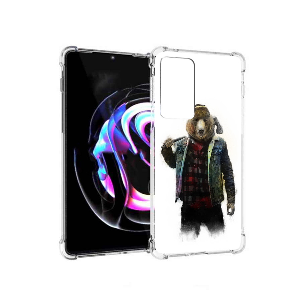 

Чехол MyPads Tocco для Motorola Moto Edge 20 Pro медведь с топором (PT227063.364.469), Прозрачный, Tocco