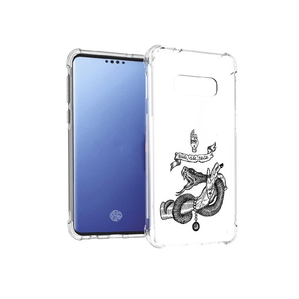 

Чехол MyPads Tocco для Samsung Galaxy S10E змея на руке рисунок (PT145748.492.366), Прозрачный, Tocco