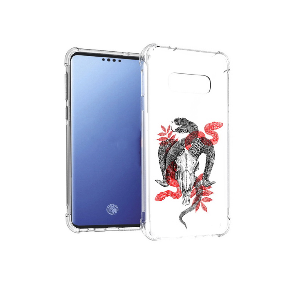 

Чехол MyPads Tocco для Samsung Galaxy S10E змея в черепе рисунок (PT145748.492.365), Прозрачный, Tocco