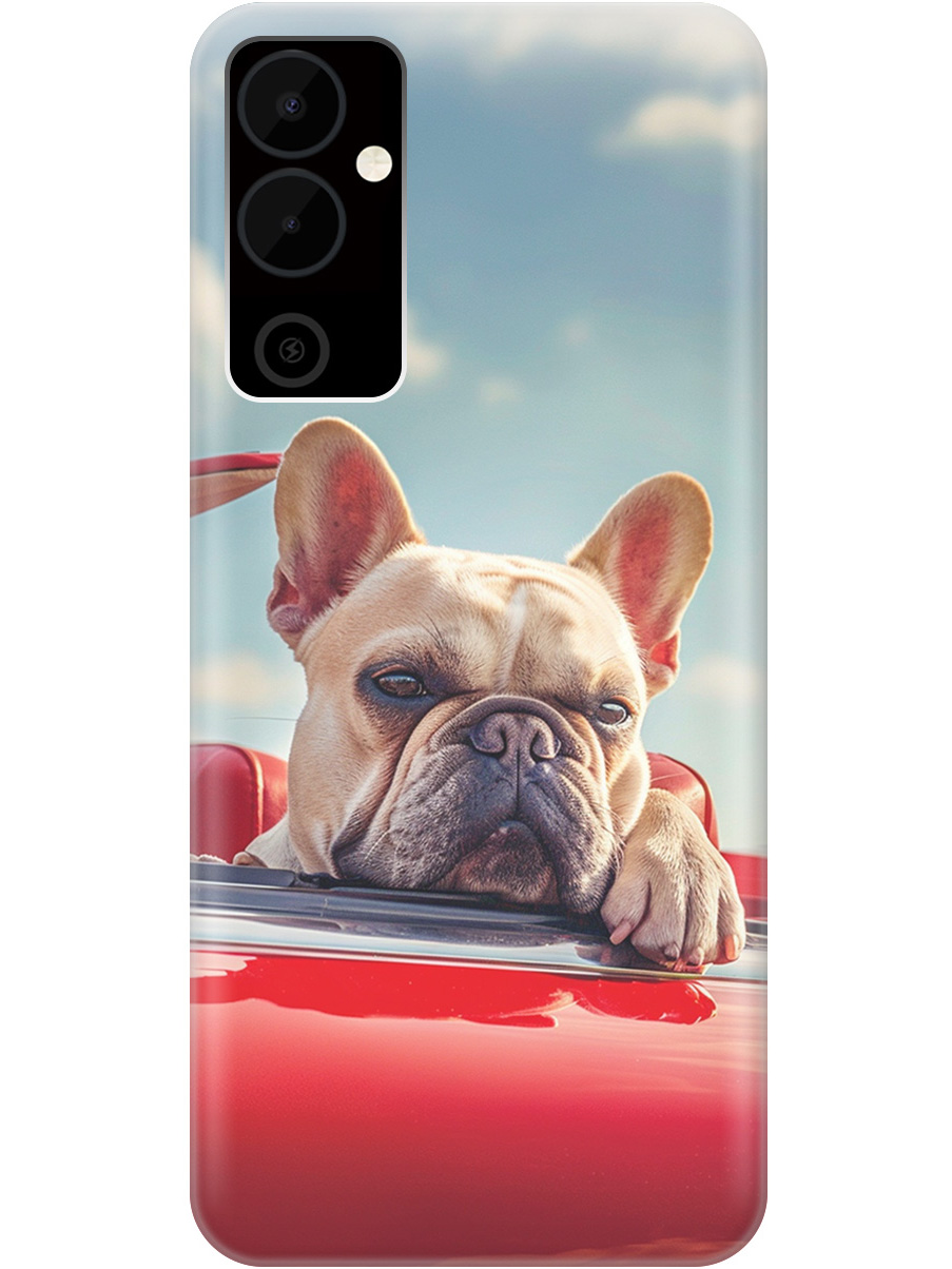 

Силиконовый чехол на Tecno Pova Neo 2 с принтом "Бульдог в кабриолете", Прозрачный;бежевый;голубой;красный, 778682412