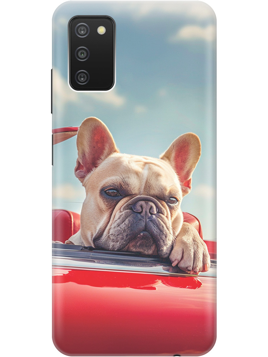 

Силиконовый чехол на Samsung Galaxy A03s с принтом "Бульдог в кабриолете", Прозрачный;бежевый;голубой;красный, 732241112