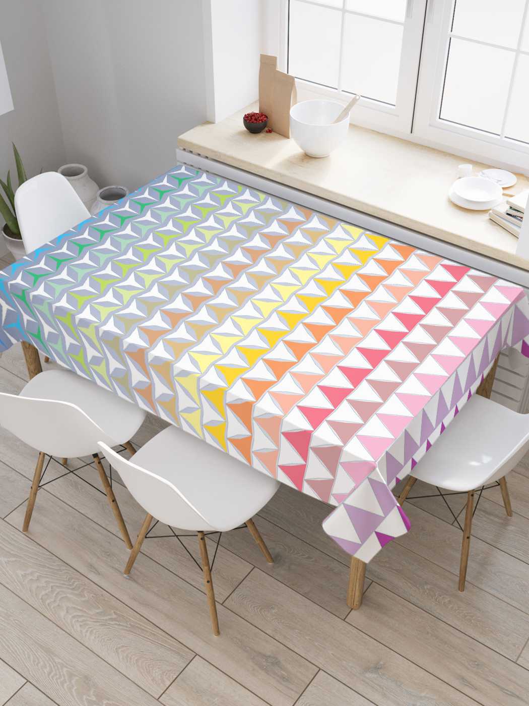 

Скатерть прямоугольная JoyArty "Треугольные изменения" из сатена, 120x145 см, Голубой, Треугольные изменения