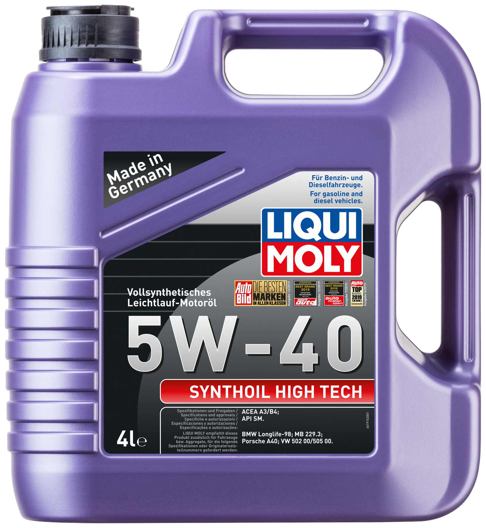 

Моторное масло LIQUI MOLY Synthoil High Tech 5W40 4л