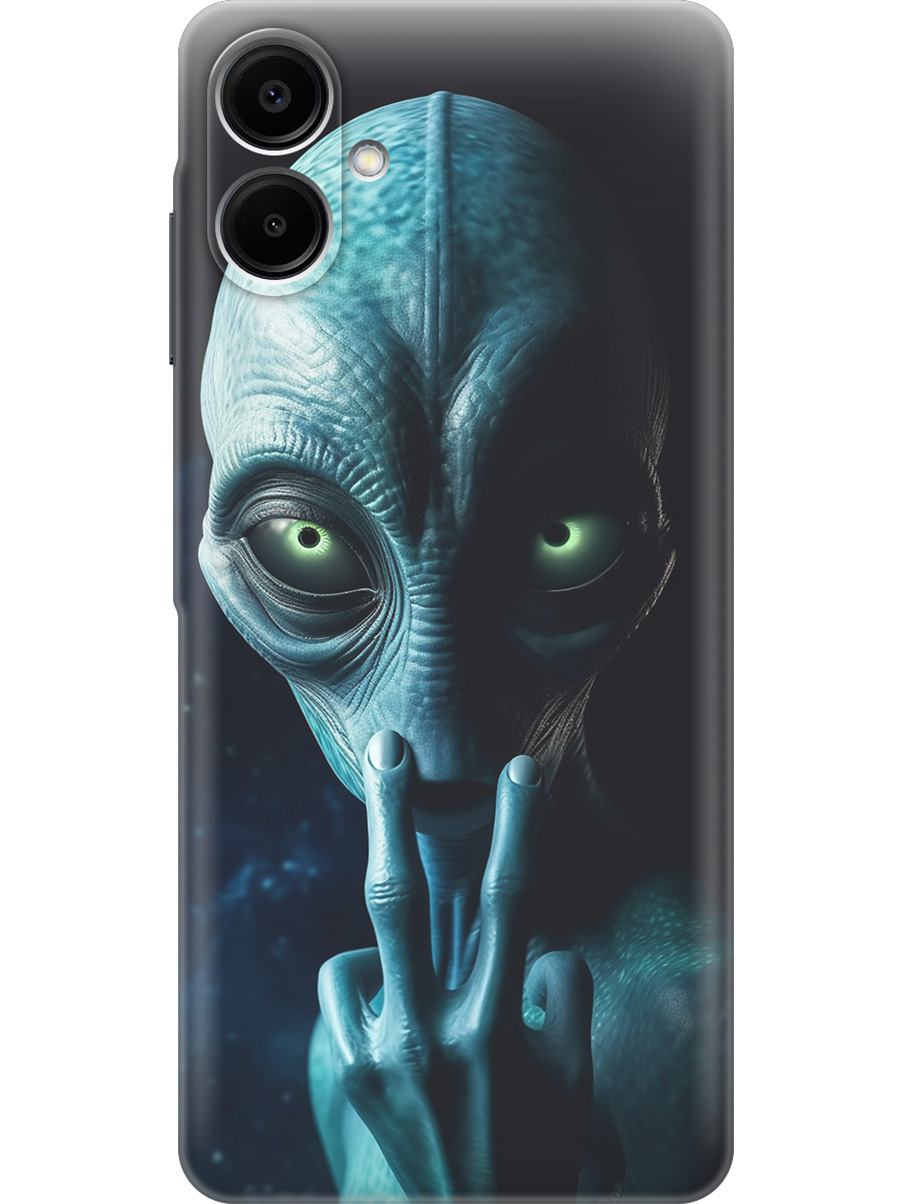 

Силиконовый чехол на Samsung Galaxy A06 с принтом "Я слежу за тобой" матовый черный, Черный;синий, 786717513
