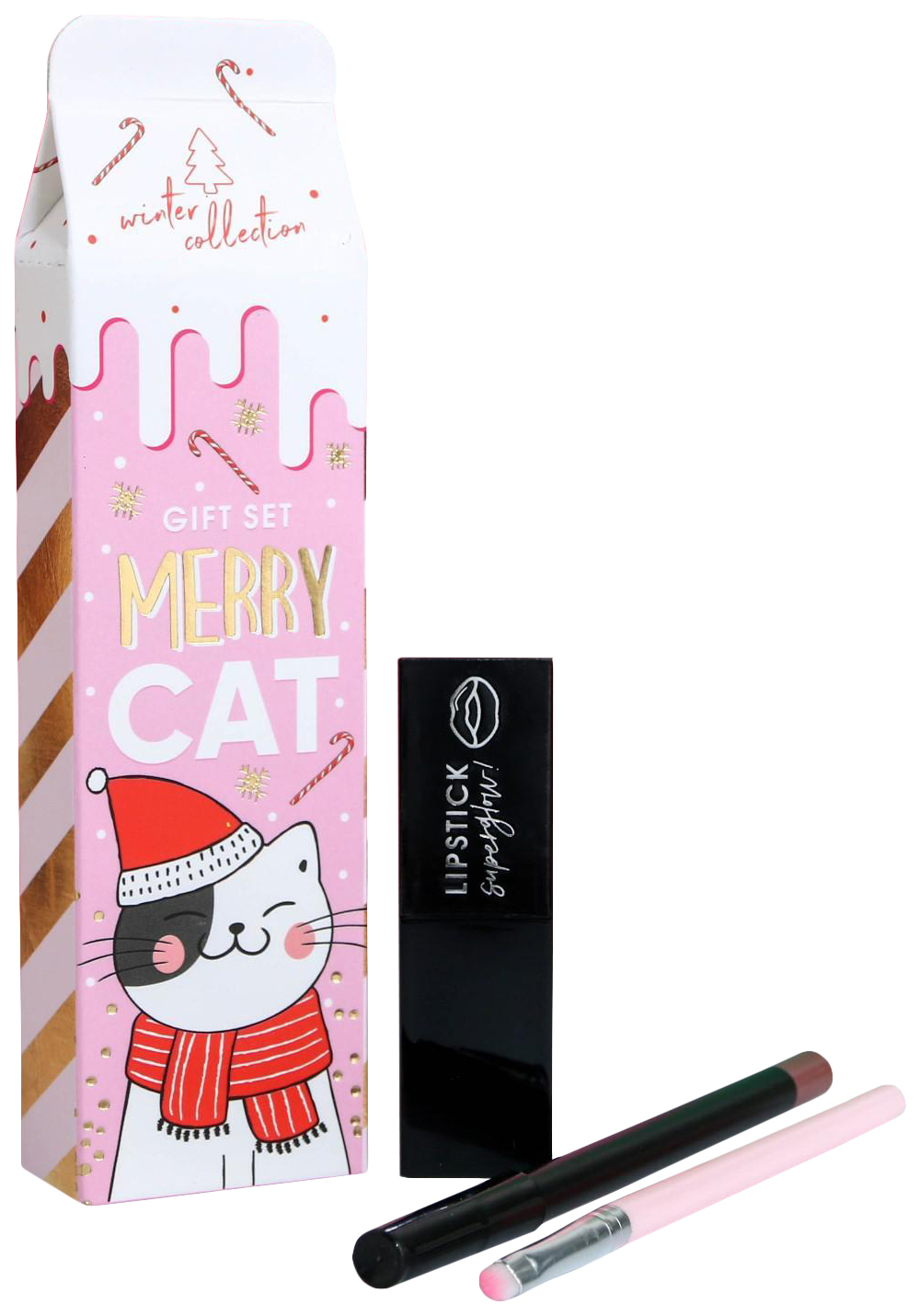 Купить Набор Merry Cat (стойкая помада, карандаш и кисточка для губ) 4911441, Beauty Fox