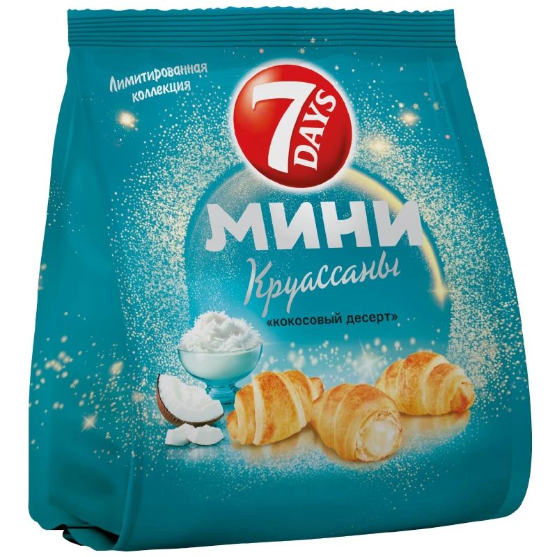 Мини-круассаны 7 Days Кокосовый десерт с кремом со вкусом кокоса 265 г