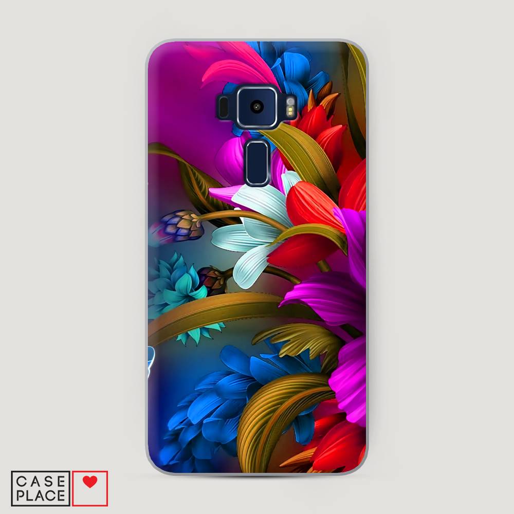 

Чехол на Asus Zenfone 3 ZE552KL "Фантастические цветы", Фиолетовый;красный;синий, 41250-2