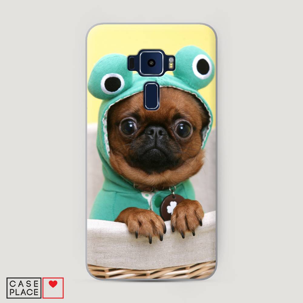 

Чехол на Asus Zenfone 3 ZE552KL "Собачка в шапке лягушки", Коричневый;желтый;голубой, 41250-1