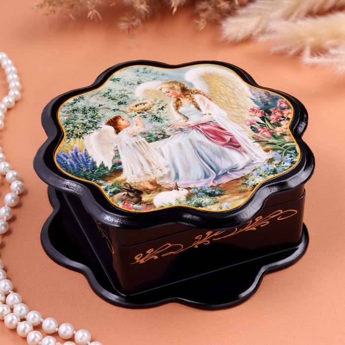 

Шкатулка "Ангелы с венком", черная, 16 х 16 см, лаковая миниатюра, Черный, Шкатулка NoBrand "Ангелы с венком", черная, 16 х 16 см, лаковая миниатюра