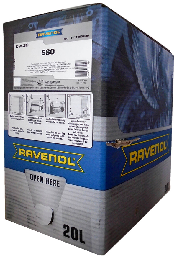 Моторное масло Ravenol синтетическое Sso 0W30 20л
