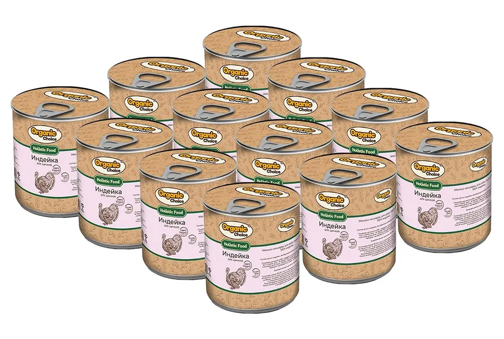 

Влажный корм для щенков Organic Сhoice, с индейкой, 340 гр., 12 шт., Holistic Food