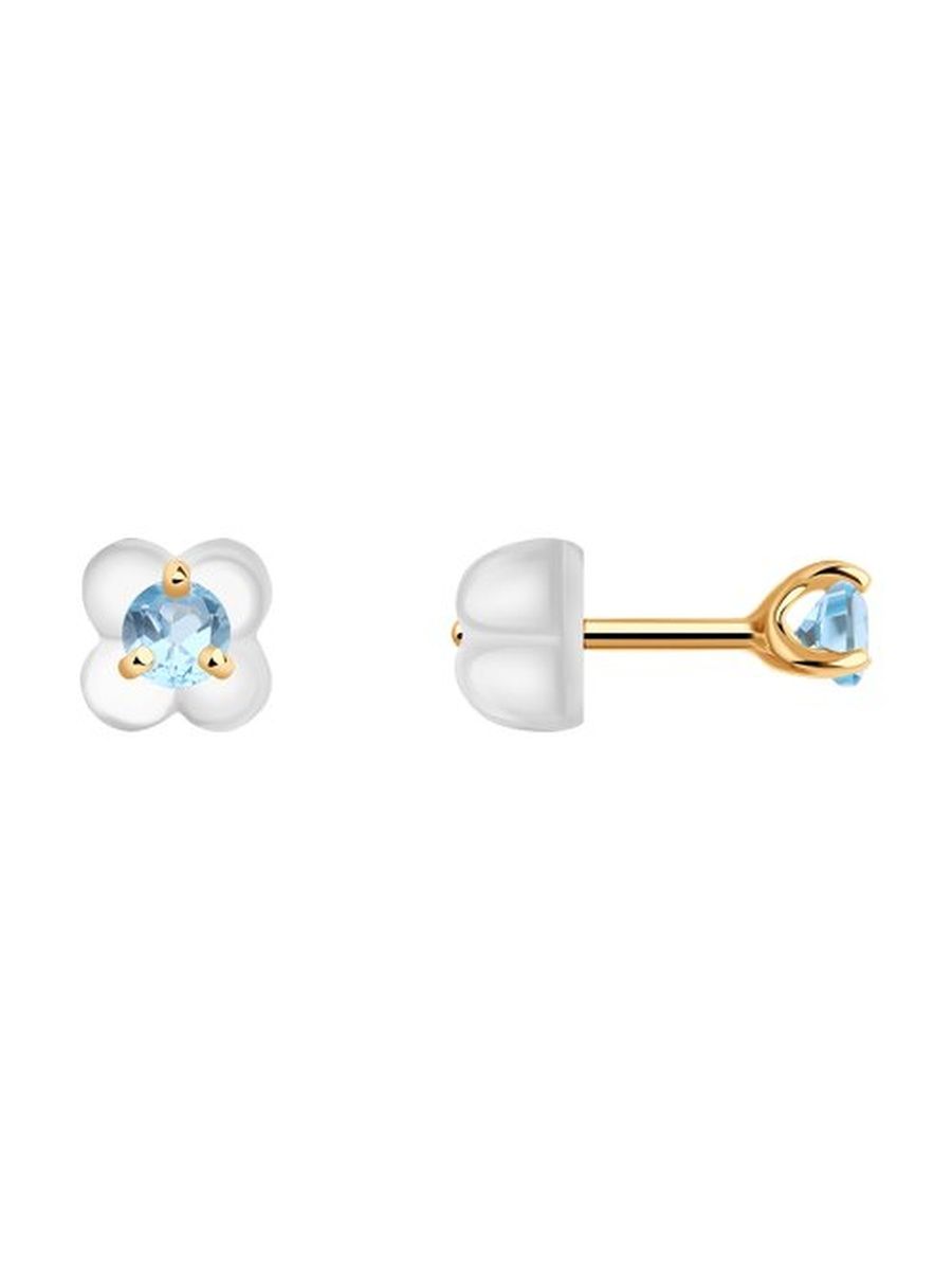 

Серьги пусеты из золота TEO MAORI 8727454, топаз, 8727454