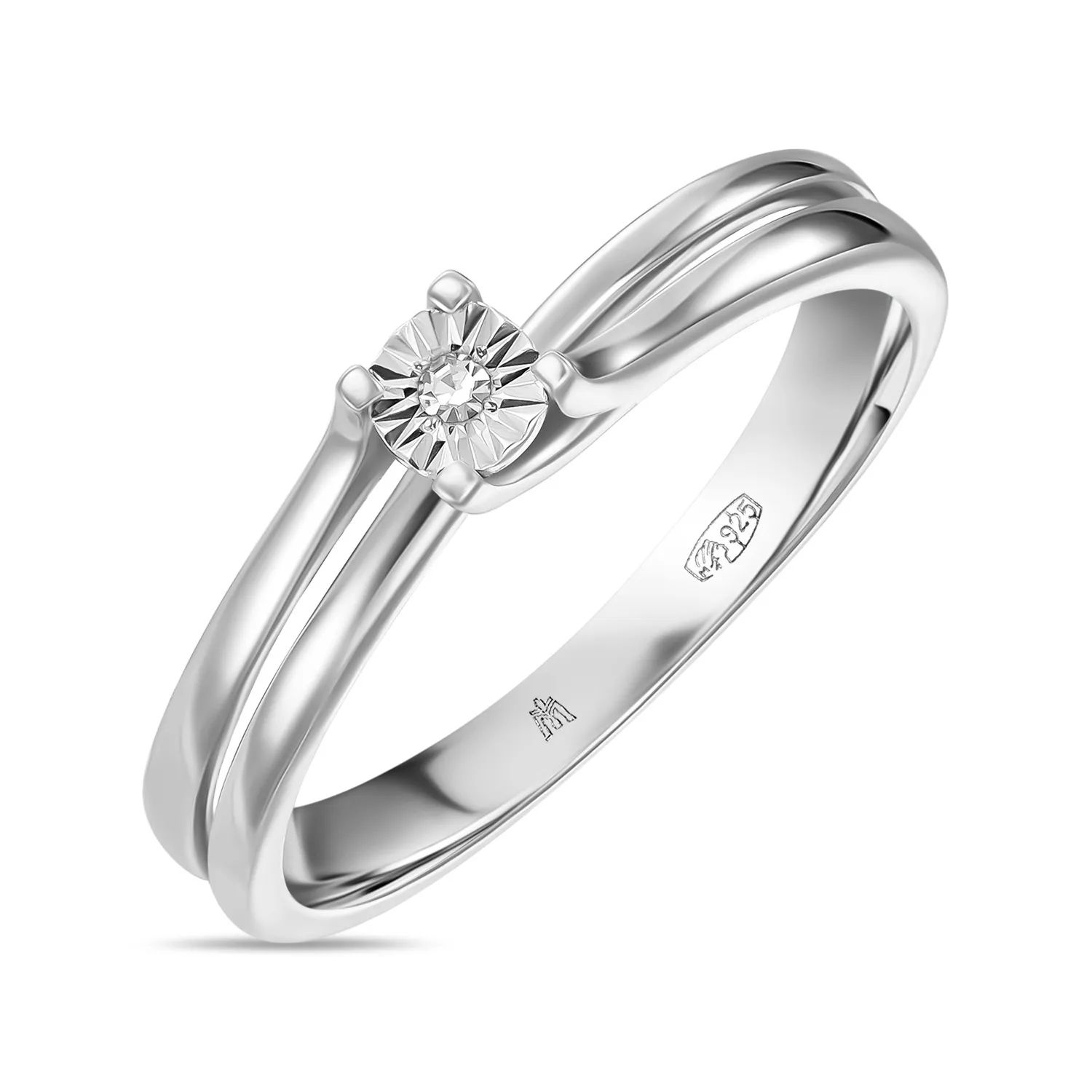 Кольцо из серебра р. 18 MIUZ Diamonds R01-SDI-35652, бриллиант