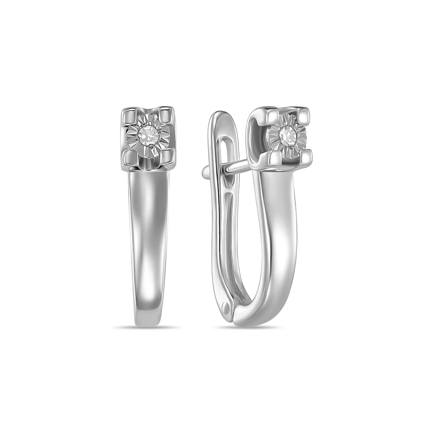 Серьги из серебра с бриллиантом MIUZ Diamonds (Московский ювелирный завод) E01-SDI-34684