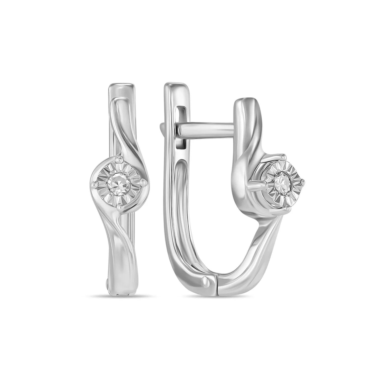 Серьги из серебра с бриллиантом MIUZ Diamonds (Московский ювелирный завод) E01-SDI-33893