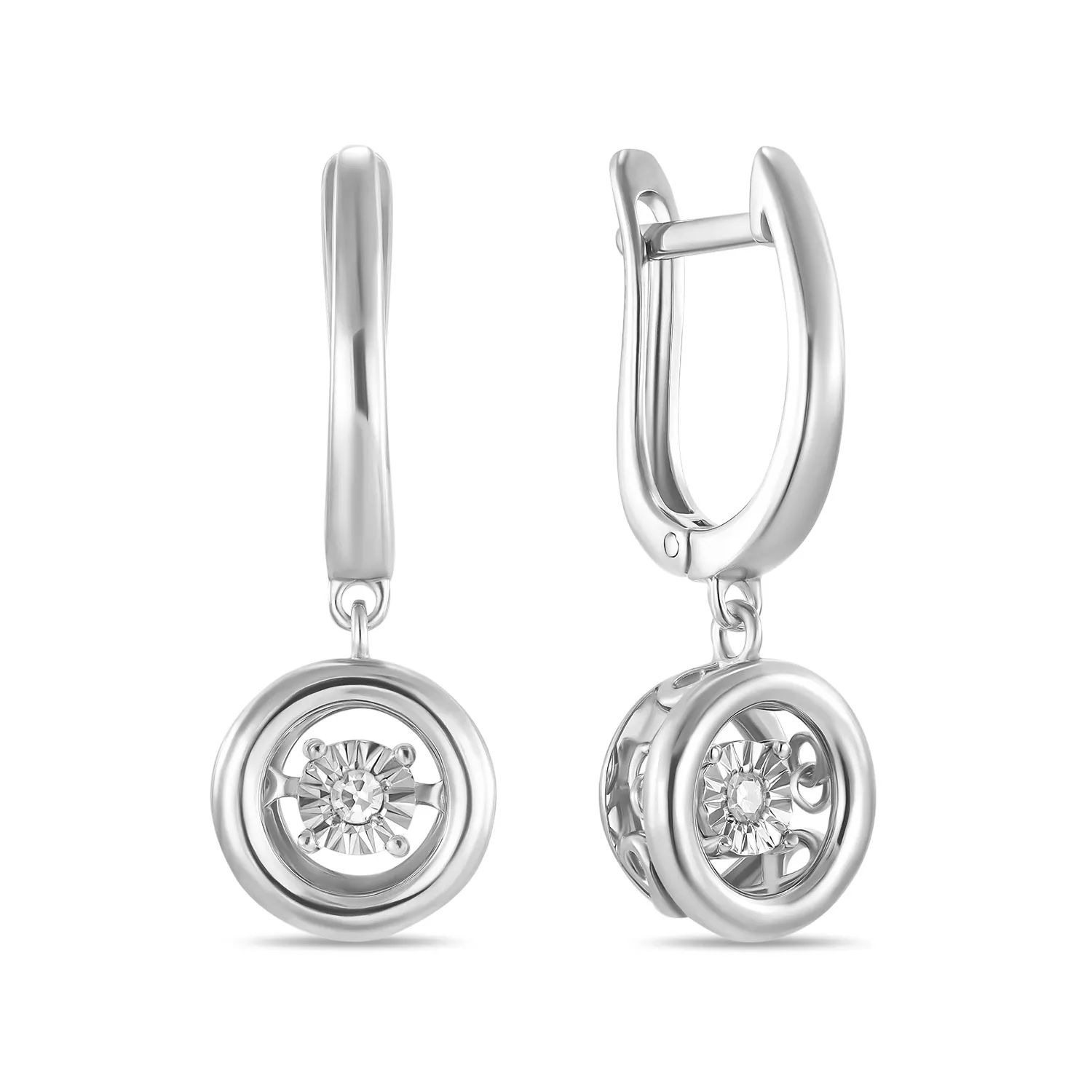 Серьги из серебра с бриллиантом MIUZ Diamonds (Московский ювелирный завод) E01-SDI-34554