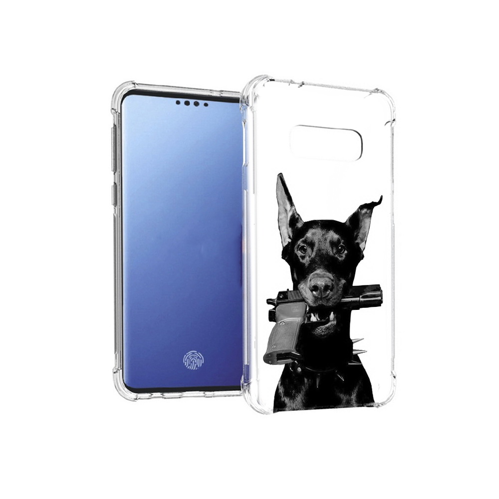 

Чехол MyPads Tocco для Samsung Galaxy S10E доберман с пистолетом (PT145748.492.331), Прозрачный, Tocco