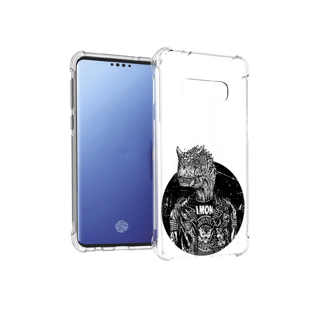 

Чехол MyPads Tocco для Samsung Galaxy S10E динозавр в куртке (PT145748.492.328), Прозрачный, Tocco