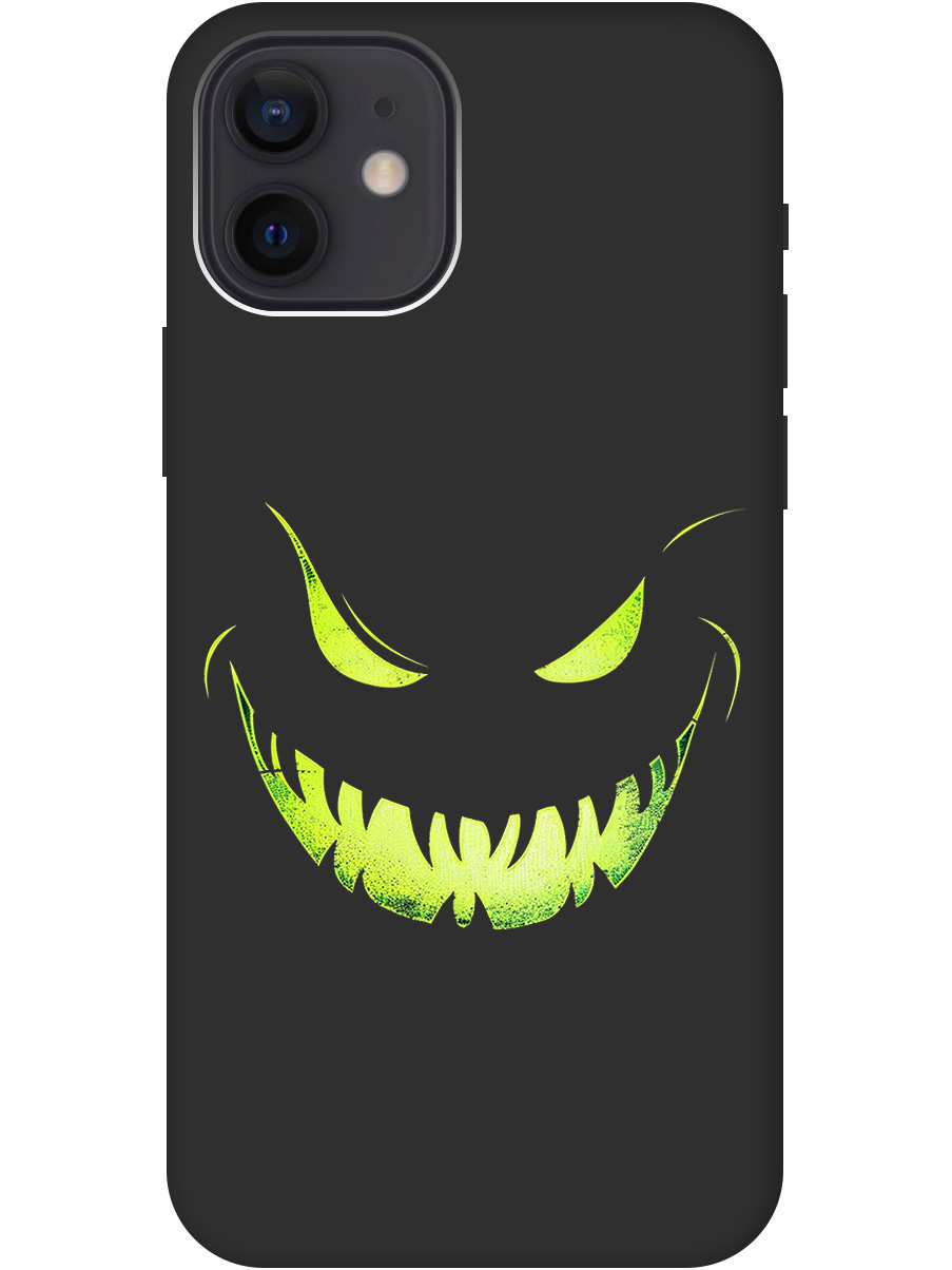 

Силиконовый чехол на Apple iPhone 12 / 12 Pro с принтом "Зловещая улыбка" матовый черный, Черный;зеленый, 723374172