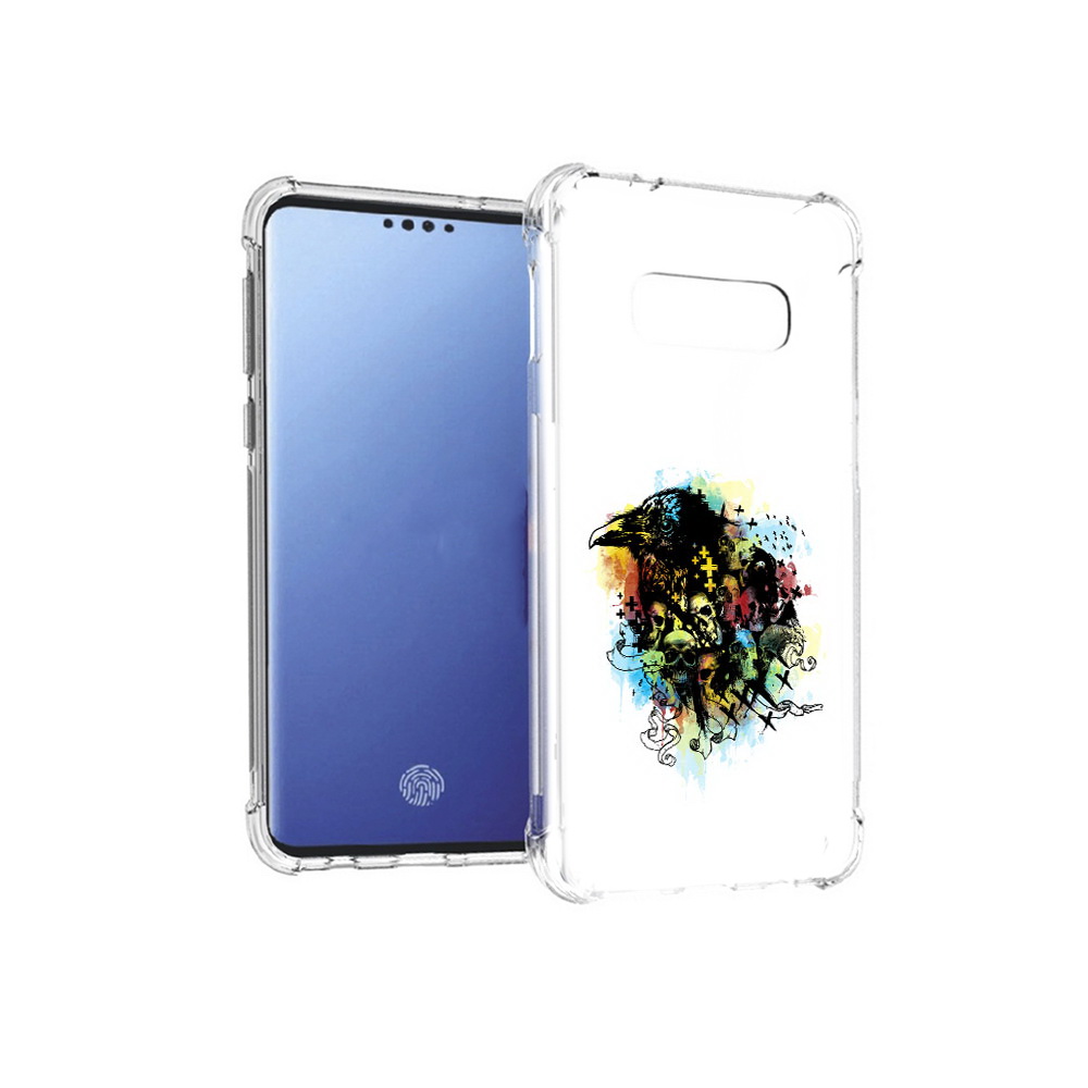 

Чехол MyPads Tocco для Samsung Galaxy S10E ворон и черепа (PT145748.492.273), Прозрачный, Tocco