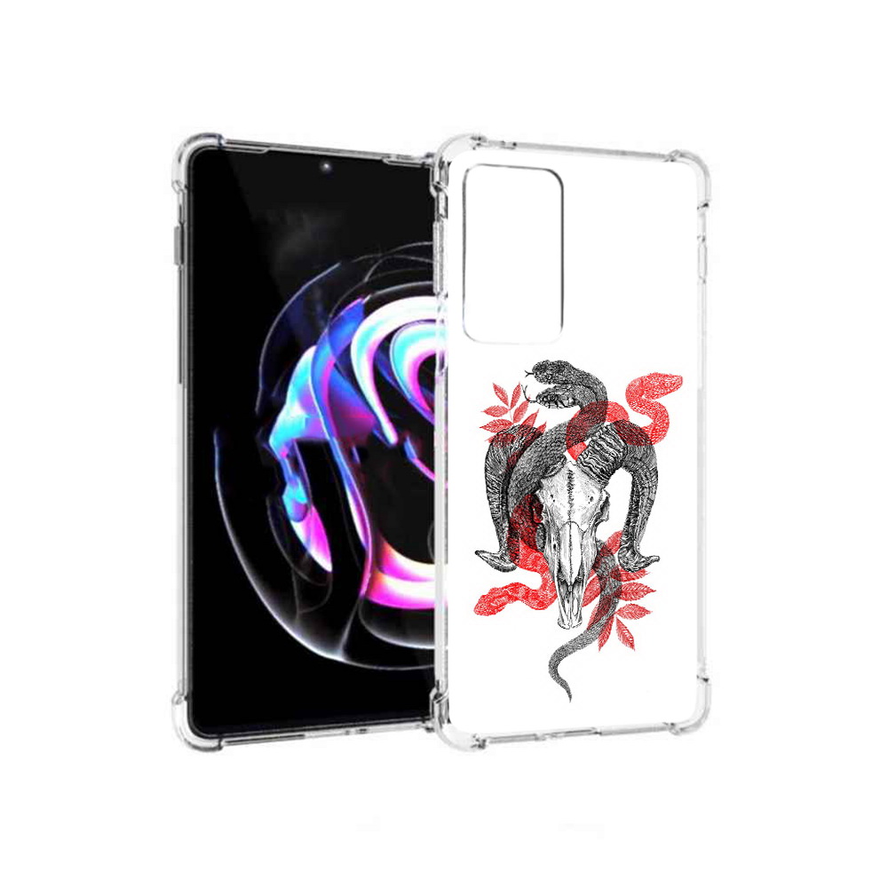 

Чехол MyPads Tocco для Motorola Moto Edge 20 Pro змея в черепе рисунок (PT227063.364.365), Прозрачный, Tocco