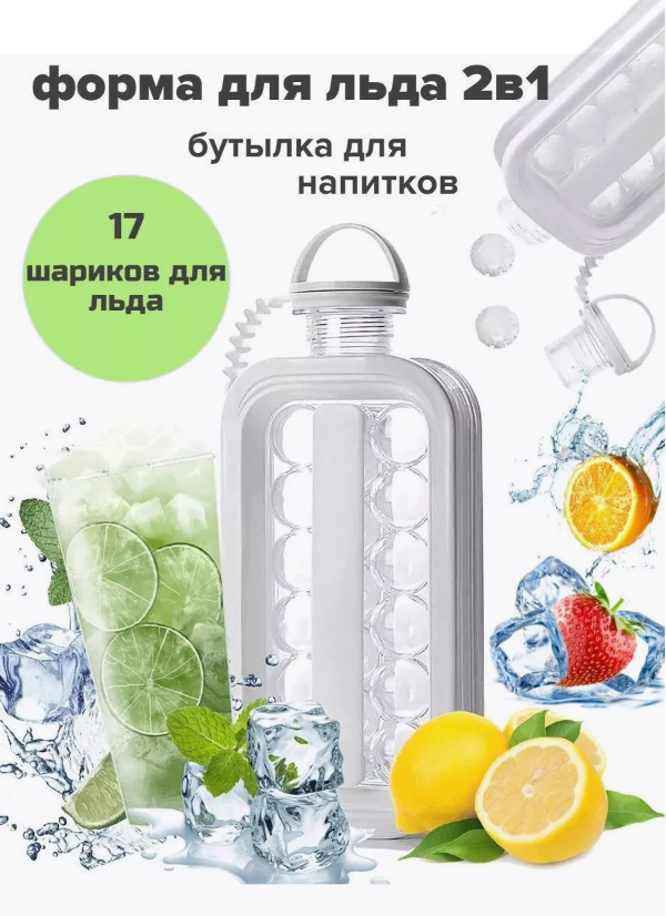 

Форма для льда BOTTLE-2 IceCube 2в1 17 ячеек 500 мл, Серый, BOTTLE-2