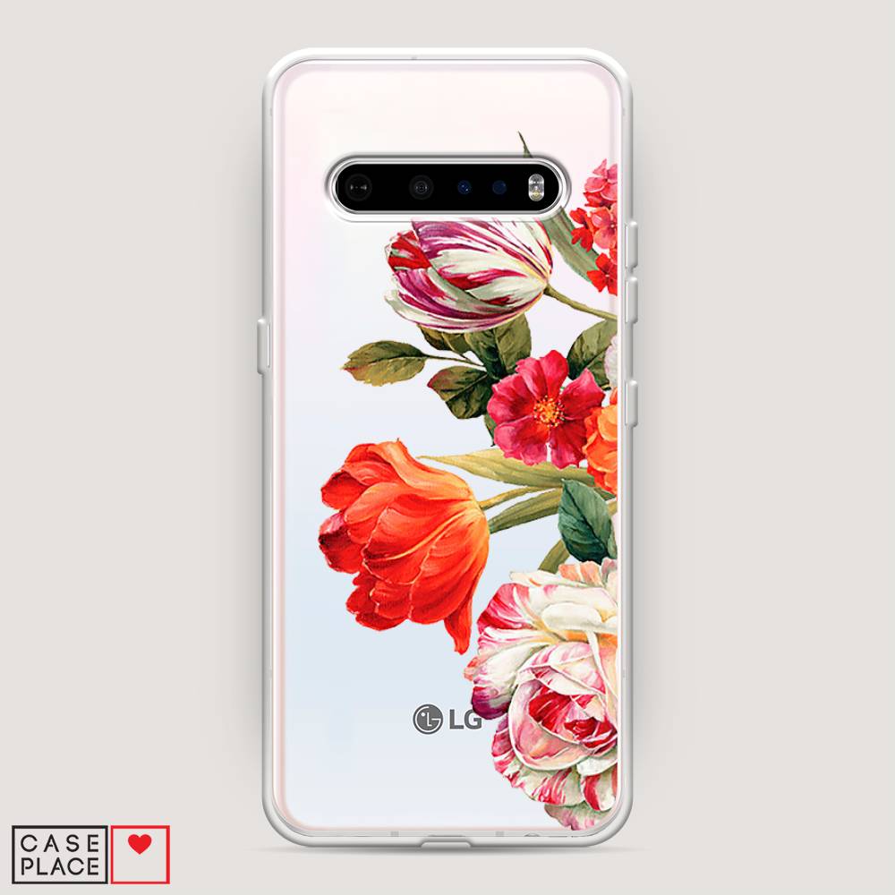

Чехол Awog на LG V60 ThinQ 5G "Весенний букет", Красный;розовый;зеленый, 84250-8