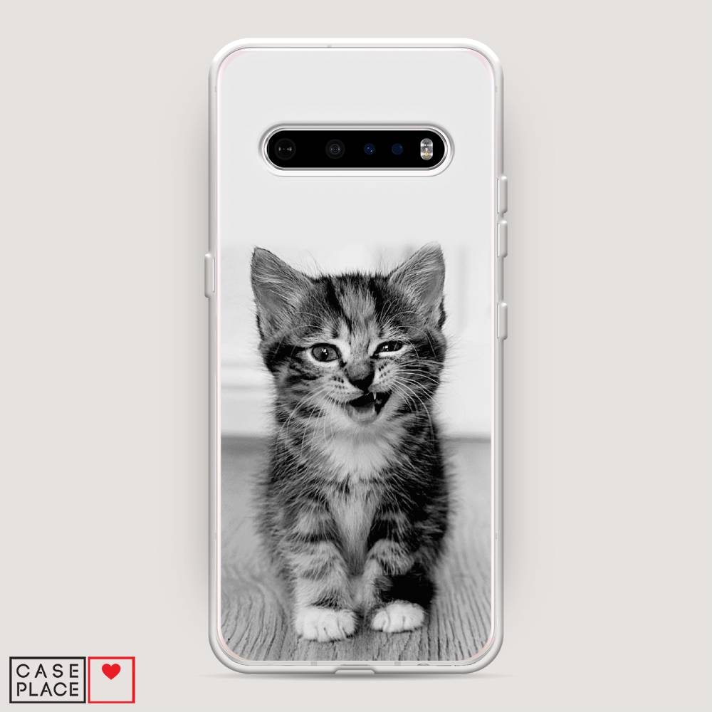 

Чехол Awog на LG V60 ThinQ 5G "Подмигивающий котенок", Черный;серый, 84250-1