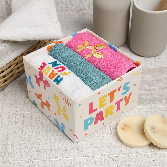 

Набор махровых полотенец Этель Воздушный шарик 30х30 см - 3 шт, Белый;голубой;розовый, Тематические