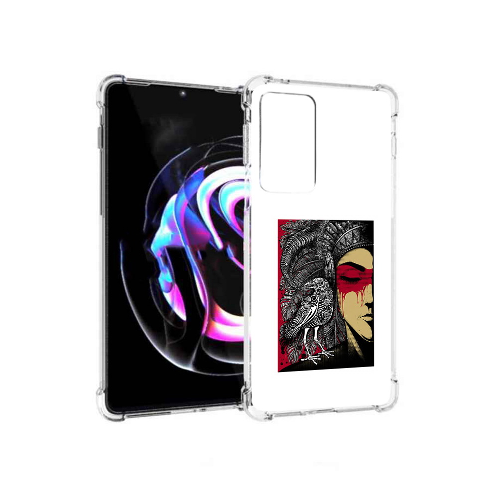 

Чехол MyPads Tocco для Motorola Moto Edge 20 Pro девушка с вороном в абстракции, Прозрачный, Tocco