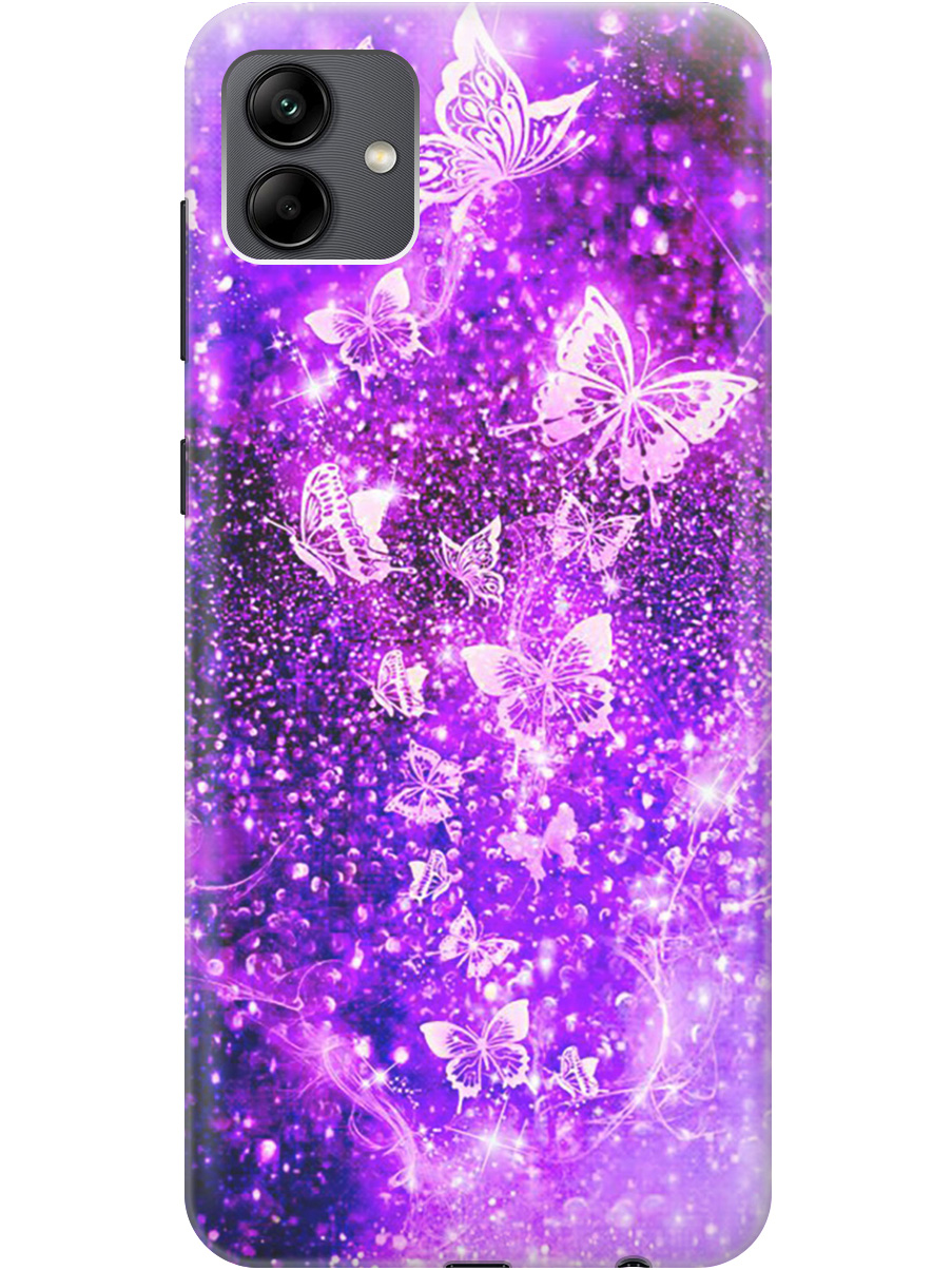 

Силиконовый чехол на Samsung Galaxy A04 с рисунком "Фиолетовые бабочки", Фиолетовый;черный, 20000942